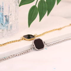 Personalisierte Hitzeaktivierbare Magische Foto Armband mit verstecktem Bild -Schwarzer Quadratischer Anhänger,Perfekte Geschenk für Männer Frauen