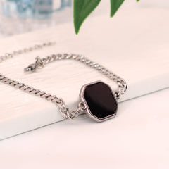 Personalisierte Hitzeaktivierbare Magische Foto Armband mit verstecktem Bild -Schwarzer Quadratischer Anhänger,Perfekte Geschenk für Männer Frauen