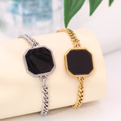 Personalisierte Hitzeaktivierbare Magische Foto Armband mit verstecktem Bild -Schwarzer Quadratischer Anhänger,Perfekte Geschenk für Männer Frauen