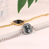 Personalisierte Hitzeaktivierbare Magische Foto Armband mit verstecktem Bild -Schwarzer Quadratischer Anhänger,Perfekte Geschenk für Männer Frauen