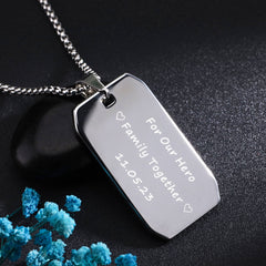 Personalisierte Gravur Wolfram Ketten für Herren: Quadratischer Militärmedaillenanhänger mit Kreuzgravur