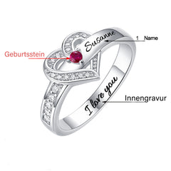 Personalisierter Geburtsstein Ring mit Gravur - Juwel im Herzen, Heiratsantrag Freundschaftsring Familienring, Muttertag Geburtstagsgeschenk