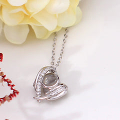 Sterling Silber Herz Kette mit Bild - Engelsflügel Fotogeschenke