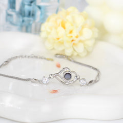 Foto Projektion Armband mit Bild im Stein - Überlappte Herzen