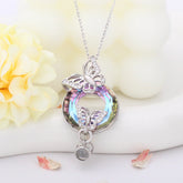 925 Silber Personalisierte  Kette mit Bild im Stein- Schmetterlings Kristall Anhänger