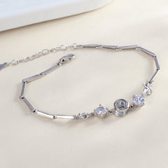 925 Silber Armband Bilder – Kleeblatt Zirkonia mit Bild Projektion,Foto Geschenk für Sie