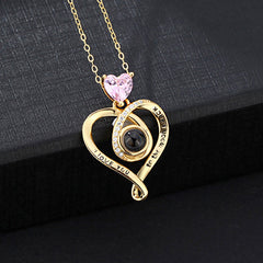 925 Silber Fotokette mit Bild im Stein - Möbius herzenskette mit Foto, Halskette für Damen