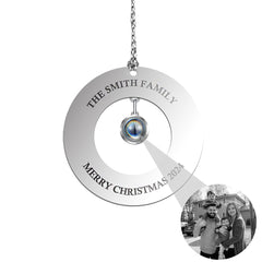 Personalisierter Foto-Projektionsanhänger mit Gravur – Weihnachtsdeko & Geschenk mit Herz, Kreuz, Engel, Stern oder Schneeflocke