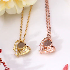 Sterling Silber Herz Kette mit Bild - Engelsflügel Fotogeschenke