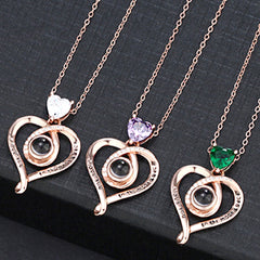 925 Silber Fotokette mit Bild im Stein - Möbius herzenskette mit Foto, Halskette für Damen