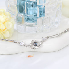 Foto Projektion Armband mit Bild im Stein - Überlappte Herzen