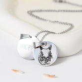Personalisierte 925 Silber Münzhalskette mit Bild - Skizze Gravur Foto Haustier Kinderzeichnung Fingerabdruck & Name