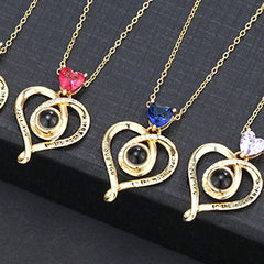 925 Silber Fotokette mit Bild im Stein - Möbius herzenskette mit Foto, Halskette für Damen