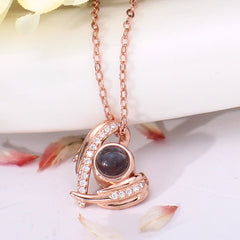 Sterling Silber Herz Kette mit Bild - Engelsflügel Fotogeschenke