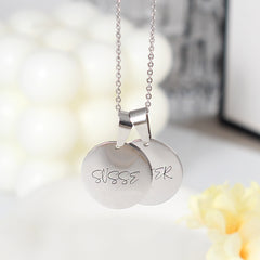 Personalisierte 925 Silber Münzhalskette mit Bild - Skizze Gravur Foto Haustier Kinderzeichnung Fingerabdruck & Name