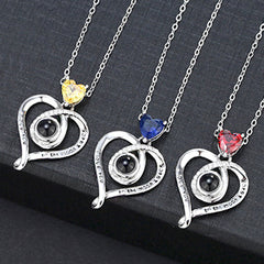 925 Silber Fotokette mit Bild im Stein - Möbius herzenskette mit Foto, Halskette für Damen