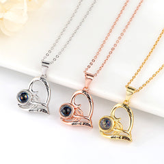 Personalisierte Kette mit Bild im Stein – Rosen in Herzen Forever Love You Herz Anhänger mit Foto