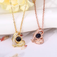 Sterling Silber Herz Kette mit Bild - Engelsflügel Fotogeschenke