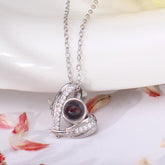 Sterling Silber Herz Kette mit Bild - Engelsflügel Fotogeschenke