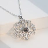Personalisierte Projektions Kette mit Bild drin – Lebensbaum mit Herzen & Zirkonia, 925 Silber Geschenk für Sie