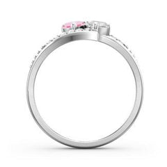 Personalisierter 925 Silber Geburtsstein Diagonaler Traumring mit Herz Ring – Namensgravur & Innengravur, perfekte Geschenk für Sie