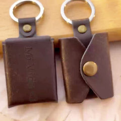 Personalisierter Foto Leder Schlüsselanhänger, Minialbum, Kleine Tasche, 3-4 Bilder & Text, Kreatives Geschenk für ihn