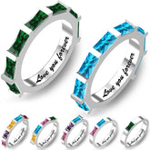 925 Silber Personalisierter Bambus Geburtsstein Ring mit Gravur - Innengravur Zirkonring, Perfektes Geschenk für Sie