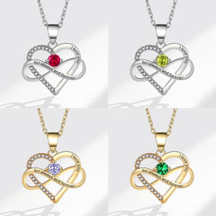 Personalisierte Geburtsstein kette – Herz mit Unendlichkeitszeichen & Gravur „I love you, for always and forever“ – Geschenk für sie