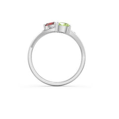 925 Silber Personalisierter 3 Herz Geburtsstein Ring mit Namen - Perfektes Geschenk für Sie