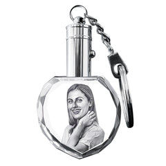 Personalisierte Kristall Schlüsselanhänger - Herz Anhänger mit Gravur 2D/3D-Skizzenfoto,Erinnerungs Geschenk für Frauen