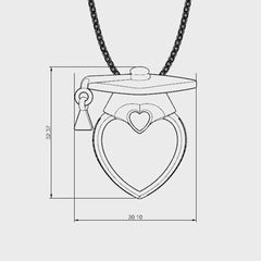 Personalisierte Abschlusskette mit Foto & Gravur– Herz Anhänger mit Doktorhut & Geburtsstein, Geschenk zur Graduation