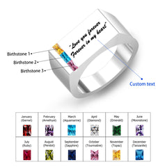 925 Silber Personalisierter Geburtsstein Herren Ring mit Gravur - Familienring Erinnerungsschmuck Geschenk für Ihn Papa & Opa