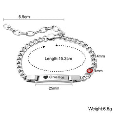 Personalisierte Geburtsstein Armband mit Gravur – Gravurplatte mit Namen, Symbole oder Botschaften, Perfektes Geschenk