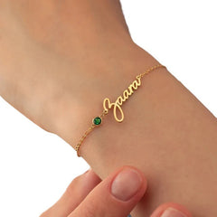 Feine Personalisierte Namenskette & Armband mit Runden Geburtsstein – Perfektes Muttertagsgeschenke für Mama