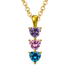 Personalisierte Herzkette mit mehreren Geburtssteinen – Y-förmige Halskette, Herz-zu-Herz-Anhänger