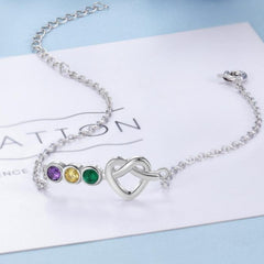 925 Silber Personalisiertes Infinity Herz Geburtsstein Armband – Geburtstag Geschenk für die Freundin