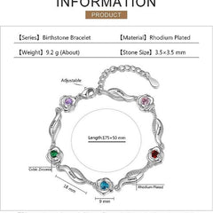 Personalisiertes Rosen Armband mit Namen & Geburtssteinen – Wählbar mit 1–6 Rosen, bedeutungsvolles Geschenk für sie