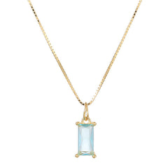 925 SilberPersonalisierte Geburtsstein kette – Minimalistisches funkelndem Zirkonia Rechteck – 12 Farben, stilvoll für jeden Anlass