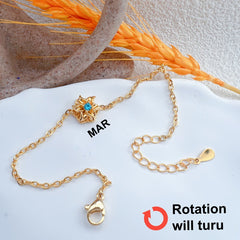 Personalisiertes Drehbares Geburtsblumen Armband mit Geburtssteinen – 1–9 Blumen wählbar, spielbarer Schmuck Geschenk für Sie