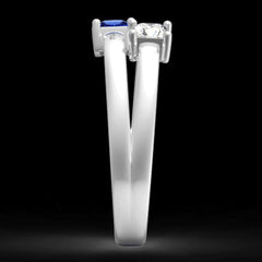 Personalisierter 925 Silber Geburtsstein Ring Doppelring mit 2 quadratischen Steinen – Name & Innengravur, perfekte Geschenk für Sie Ihn