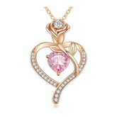Personalisierte Sterlingsilber Dezember Geburtsstein kette - Herz Anhänger mit Rose,Geschenke für Sie