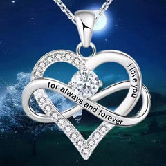 Personalisierte Geburtsstein kette – Herz mit Unendlichkeitszeichen & Gravur „I love you, for always and forever“ – Geschenk für sie