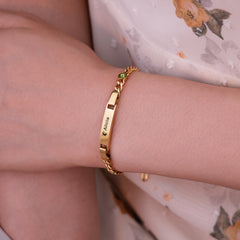 Personalisierte Geburtsstein Armband mit Gravur – Gravurplatte mit Namen, Symbole oder Botschaften, Perfektes Geschenk