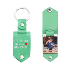 Personalisierter Leder-Schlüsselanhänger mit Foto & Text – Perfektes Geschenk für Papa oder Mama zu Vatertag oder Muttertag