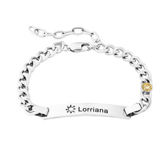 Personalisierte Geburtsstein Armband mit Gravur – Gravurplatte mit Namen, Symbole oder Botschaften, Perfektes Geschenk