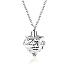 Schmuck aus Asche – Halskette mit Herz Urnen Anhänger, 12 Trauerstein Optionen, Asche Anhänger mit Gravur