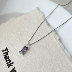 925 SilberPersonalisierte Geburtsstein kette – Minimalistisches funkelndem Zirkonia Rechteck – 12 Farben, stilvoll für jeden Anlass