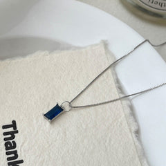 925 SilberPersonalisierte Geburtsstein kette – Minimalistisches funkelndem Zirkonia Rechteck – 12 Farben, stilvoll für jeden Anlass