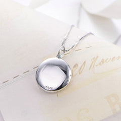 Personalisierte 925 Silber  Foto Medaillon Runder Kette – Mit Foto & Text,  Einfacher Erinnerungs Geschenk für Männer & Frauen