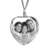 Personalisierte 2D/3D Kristall Foto Halsketten - Einfacher Herz Anhänger,Erinnerungs Schmuck Geschenke für Männer und Frauen